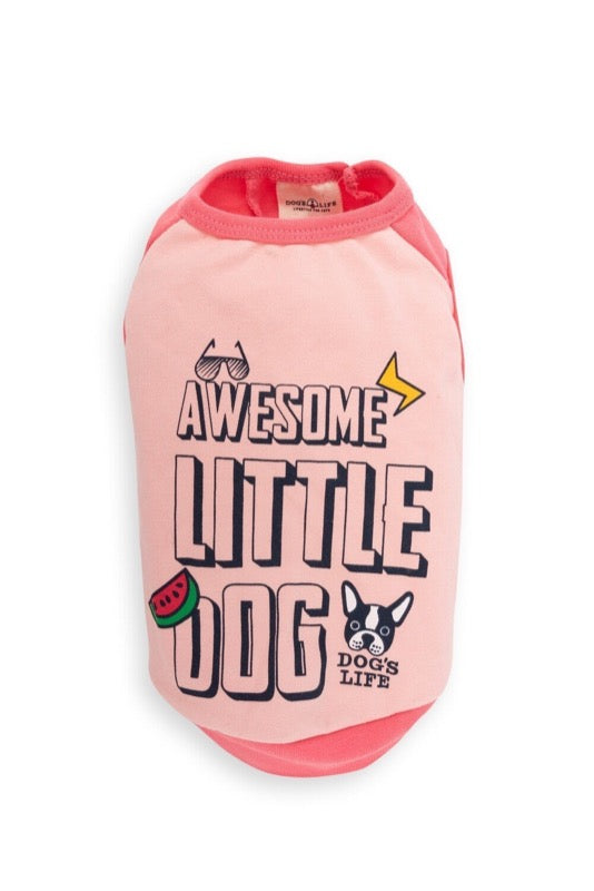 Dog's Life Awesome Little Dog Tank Top Pink - Clothing