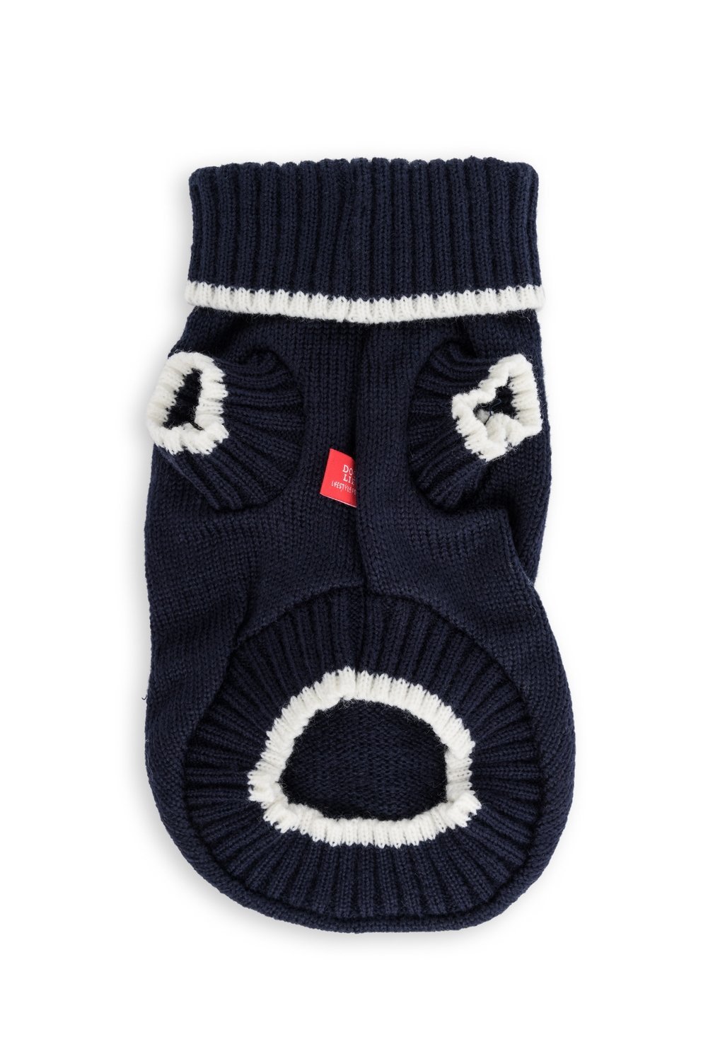Dog's Life Mohair Knit Poloneck Navy with White Trim - Clothing