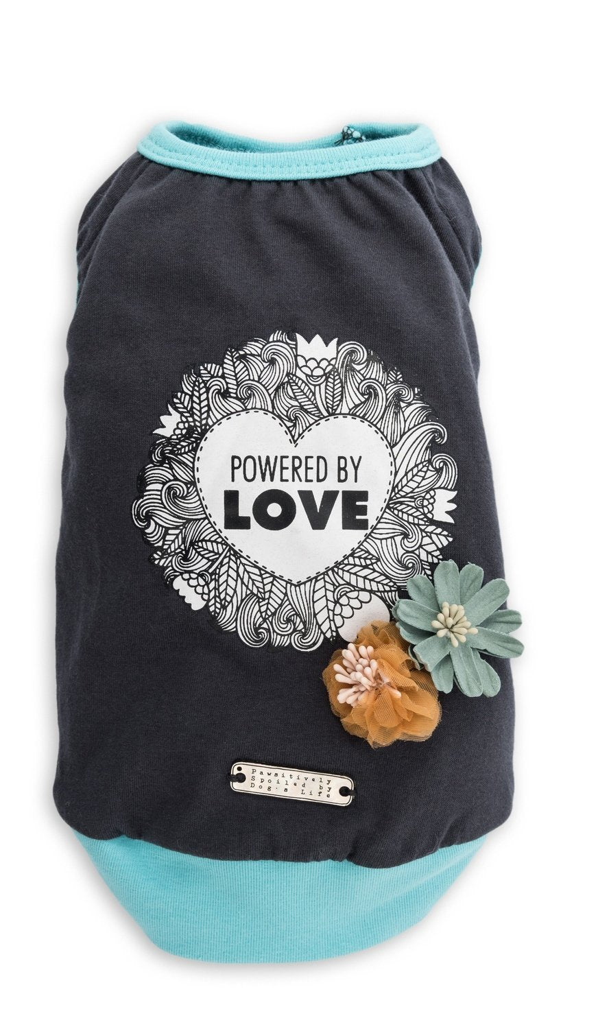 Dog's Life Powered By Love Flowers Summer Tee Navy - Clothing
