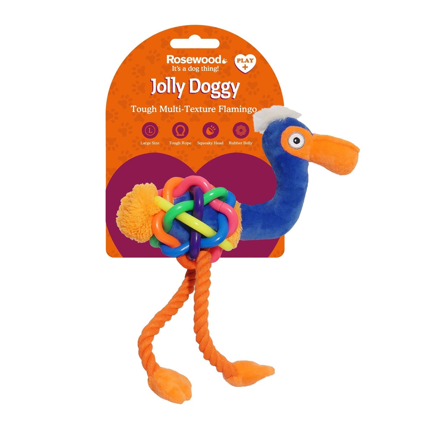 Jolly Doggy Tough Multi-Texture Flamingo - Squeaker Toys