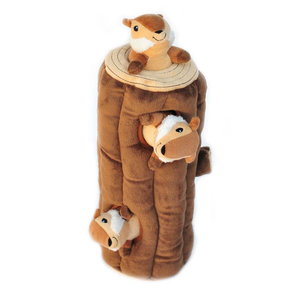 ZippyPaws Log with 3 Chipmunks - Interactive Toys
