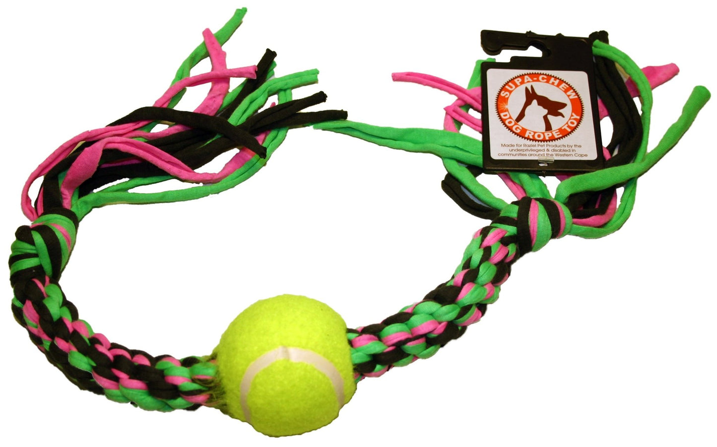 Supa Chew 100% Cotton Bone Rope Toy with 1 Ball - Rope Toys