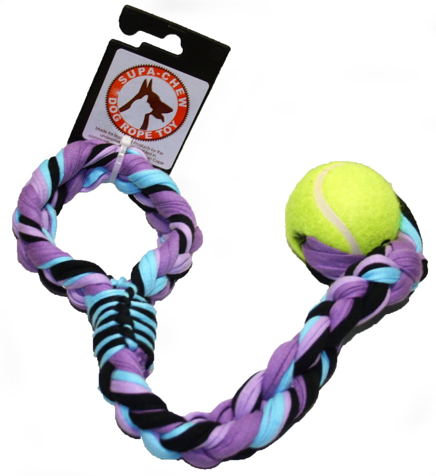 Supa Chew 100% Cotton Sling Rope Toy with 1 Ball - Rope Toys