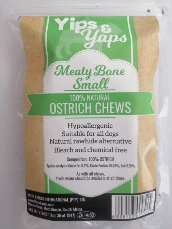 Yips and Yaps Ostrich Small Meaty Bone - Ostrich Snacks